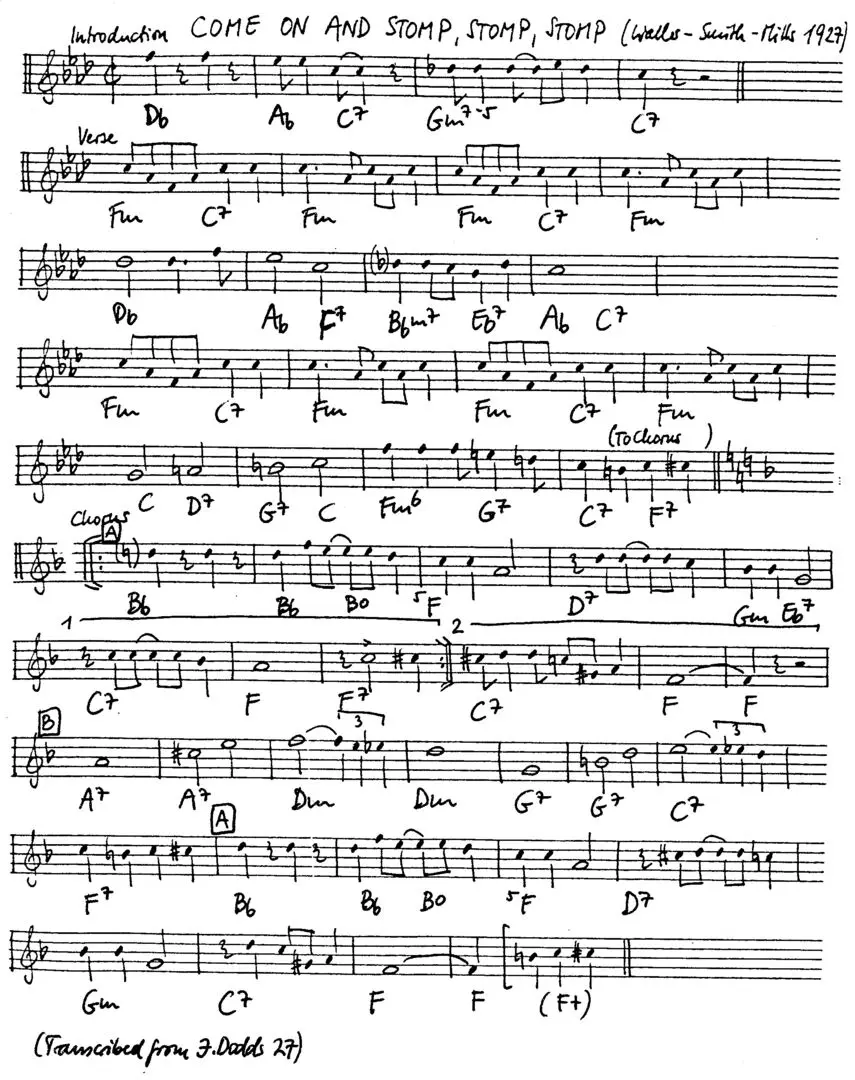 come on and stomp free jazz leadsheet - Courtesy of the Jungle Jazz Band